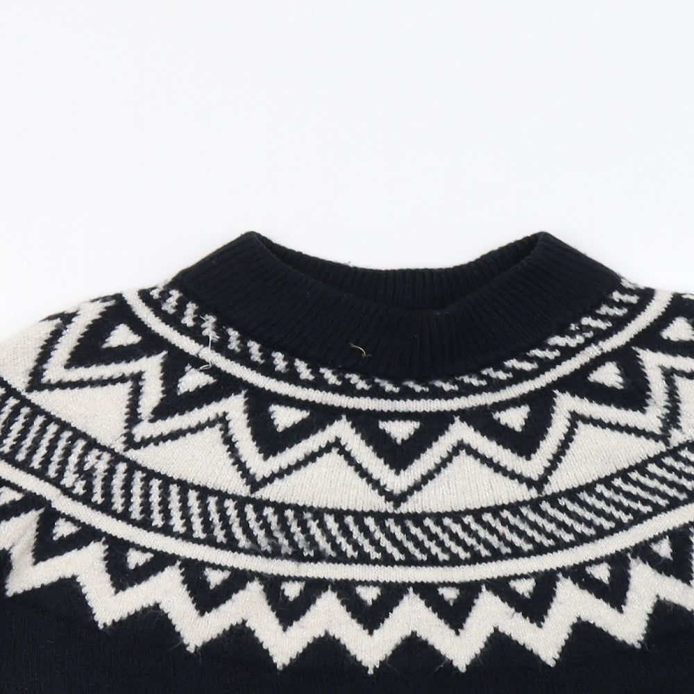 M&S Womens Blue Fair Isle  Pullover Jumper Size S
