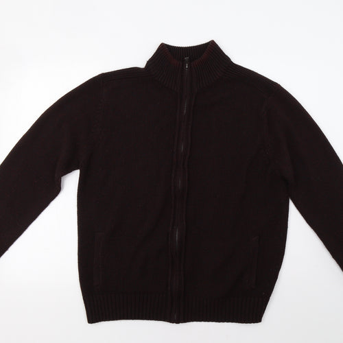 M&S Mens Brown   Full Zip Jumper Size L