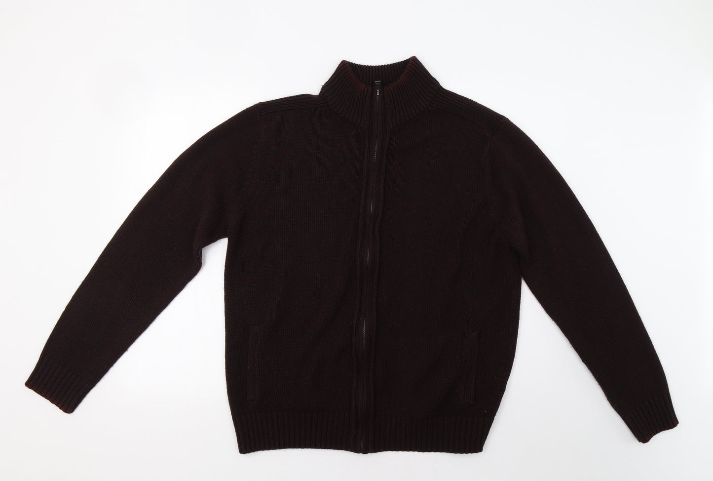 M&S Mens Brown   Full Zip Jumper Size L