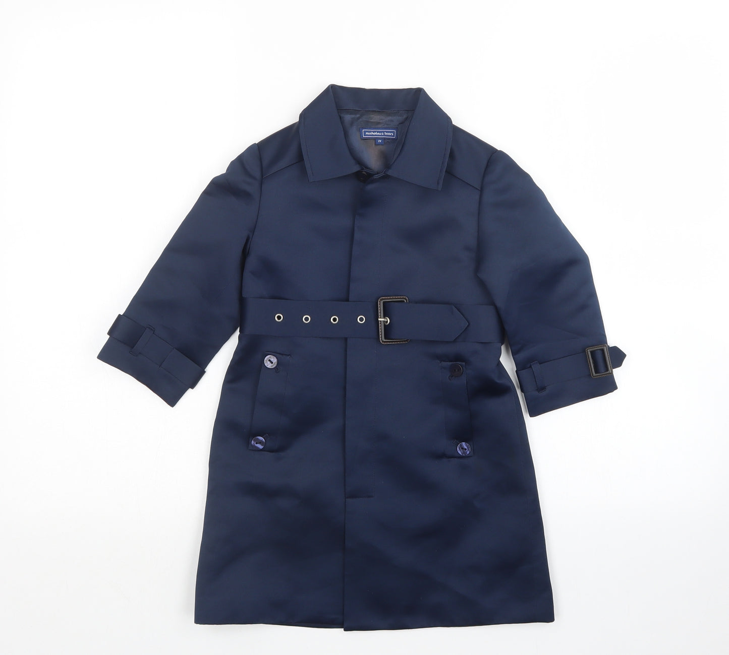 nicholas & bears Girls Blue   Overcoat Coat Size 2 Years