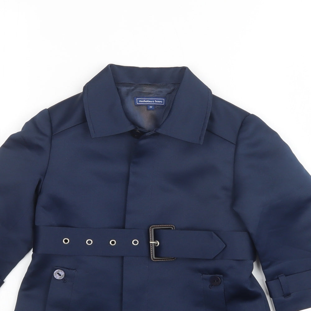 nicholas & bears Girls Blue   Overcoat Coat Size 2 Years