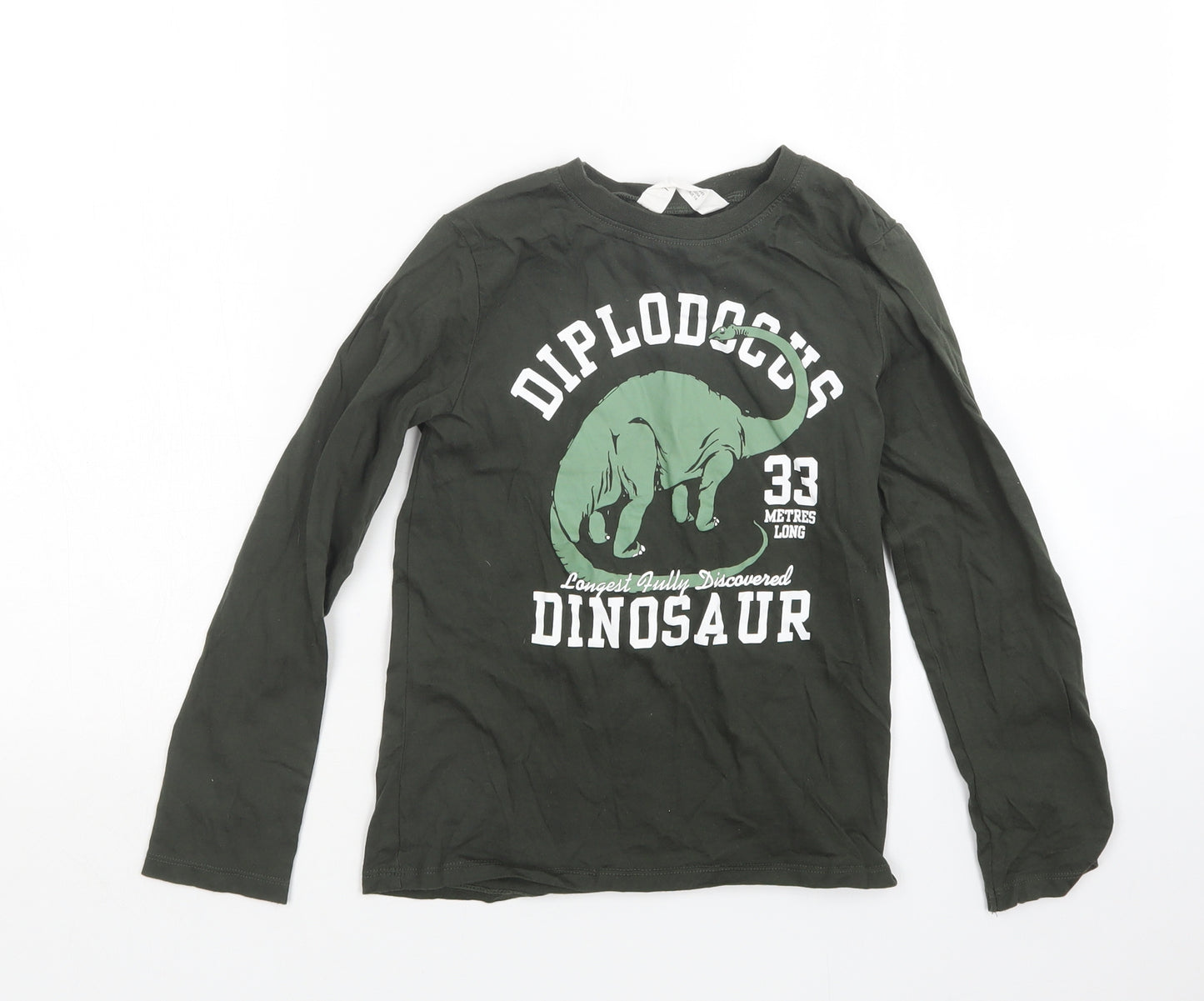 H&M Boys Green   Basic T-Shirt Size 7-8 Years  - Dinosaur