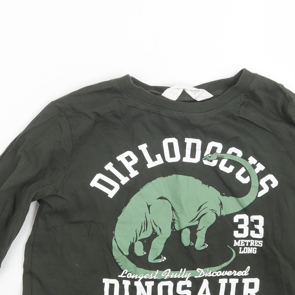 H&M Boys Green   Basic T-Shirt Size 7-8 Years  - Dinosaur