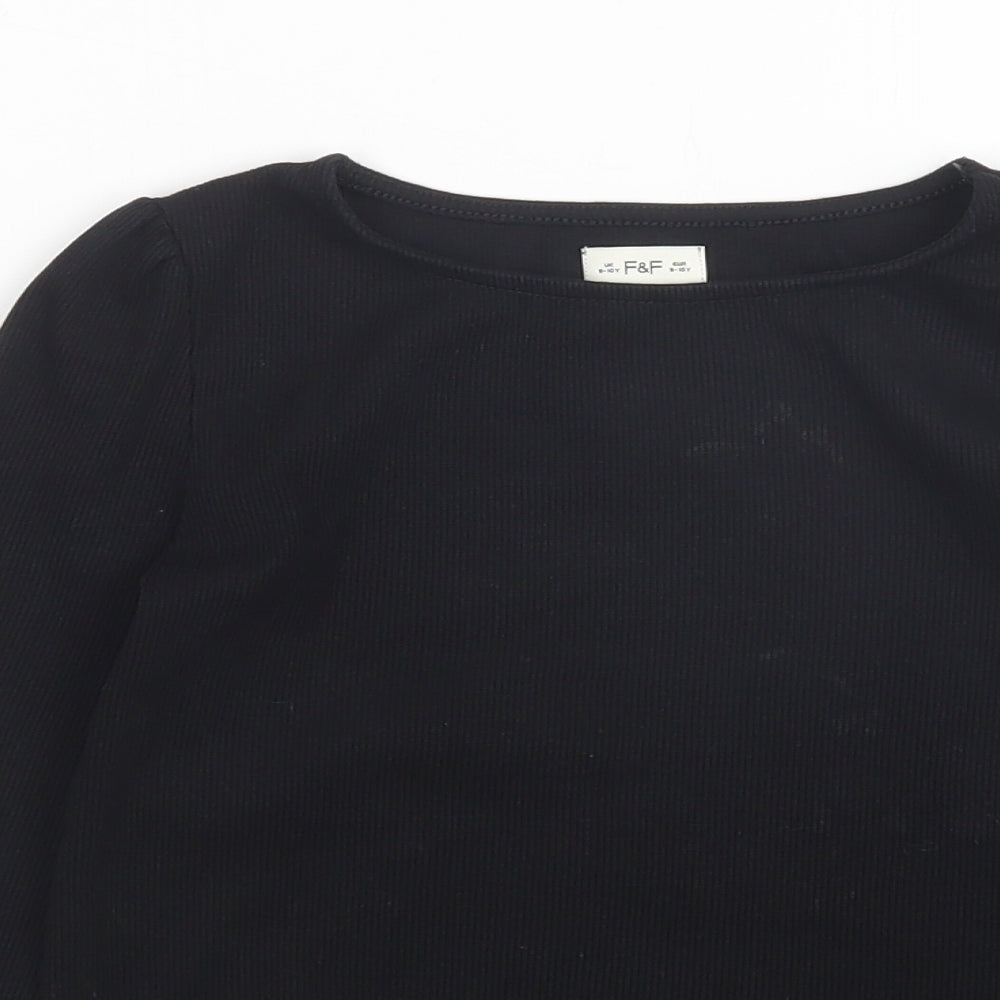 F&F Girls Black   Pullover Jumper Size 9-10 Years