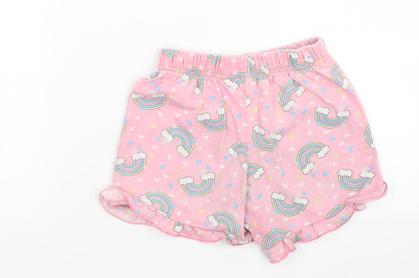 QTEE Girls Pink Polka Dot   Sleep Shorts Size 6-7 Years