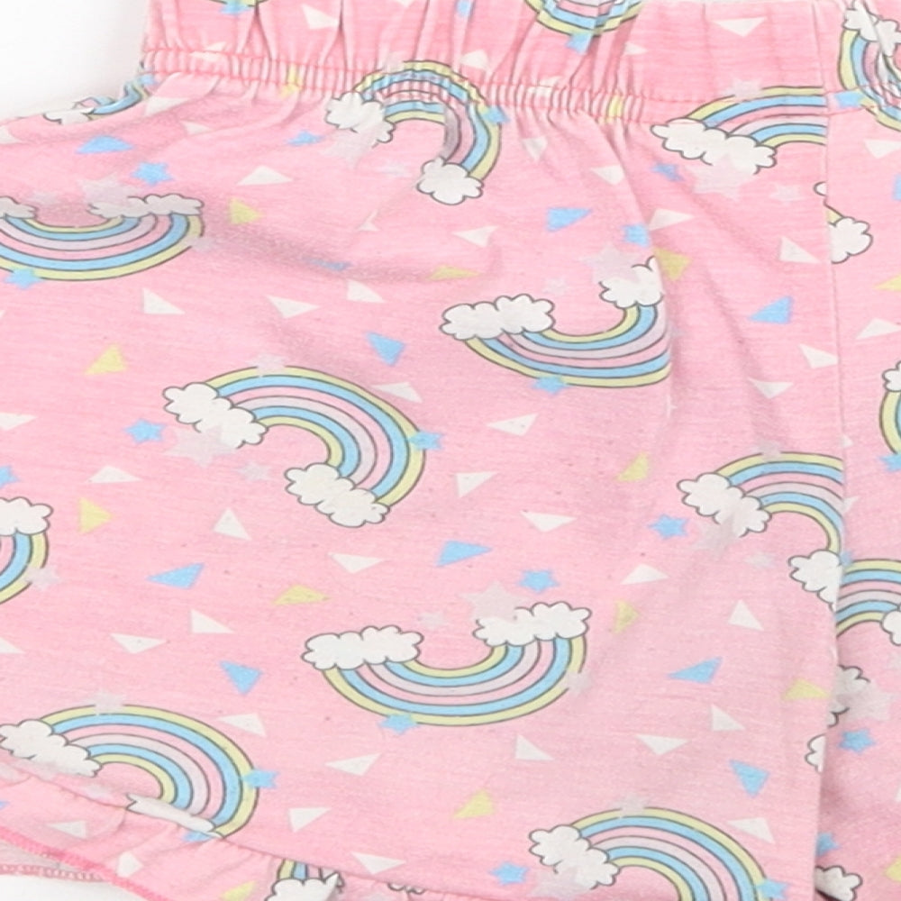 QTEE Girls Pink Polka Dot   Sleep Shorts Size 6-7 Years