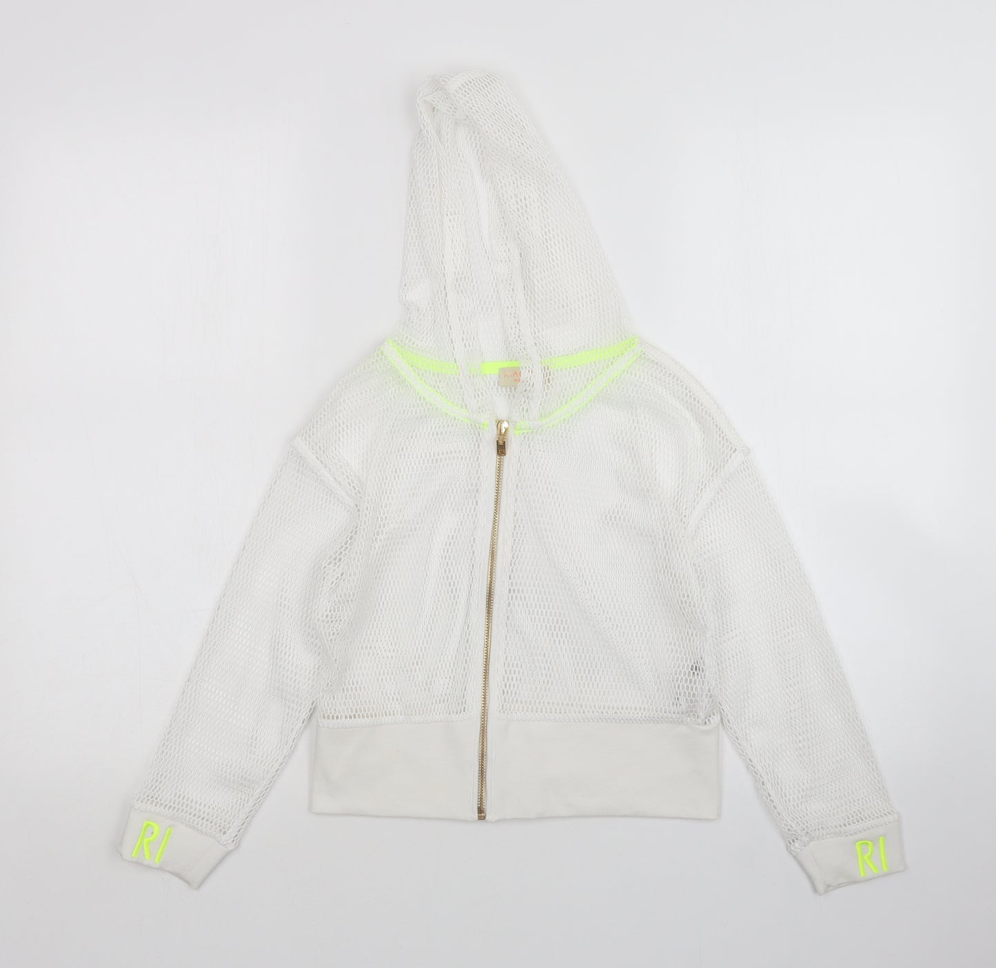 River Island Girls White  Mesh Full Zip Hoodie Size 7-8 Years