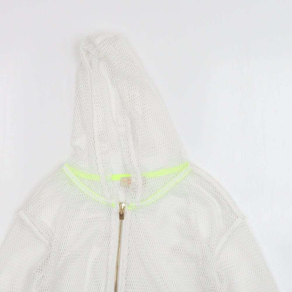 River Island Girls White  Mesh Full Zip Hoodie Size 7-8 Years