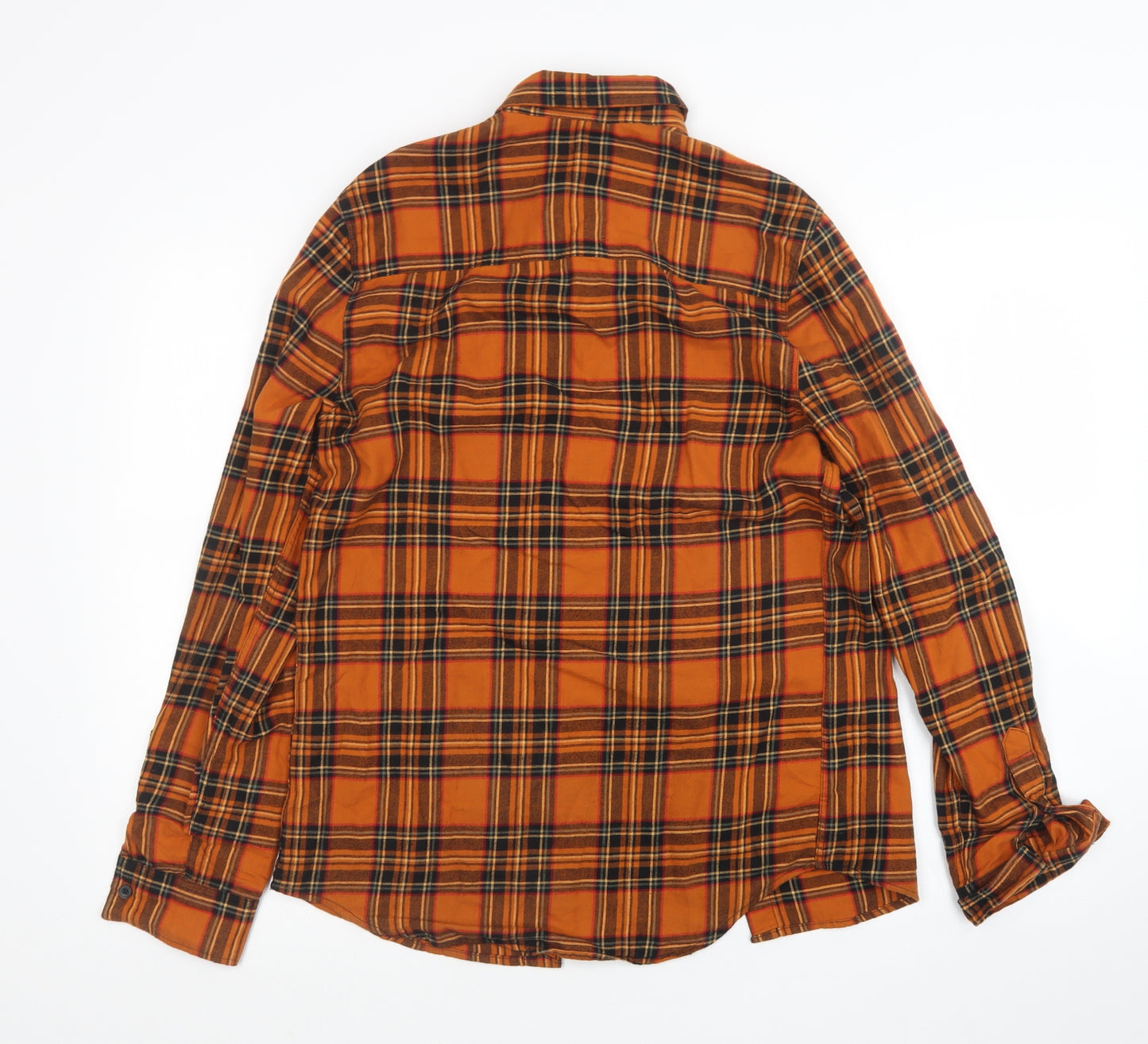H&M Mens Orange Plaid   Button-Up Size XS