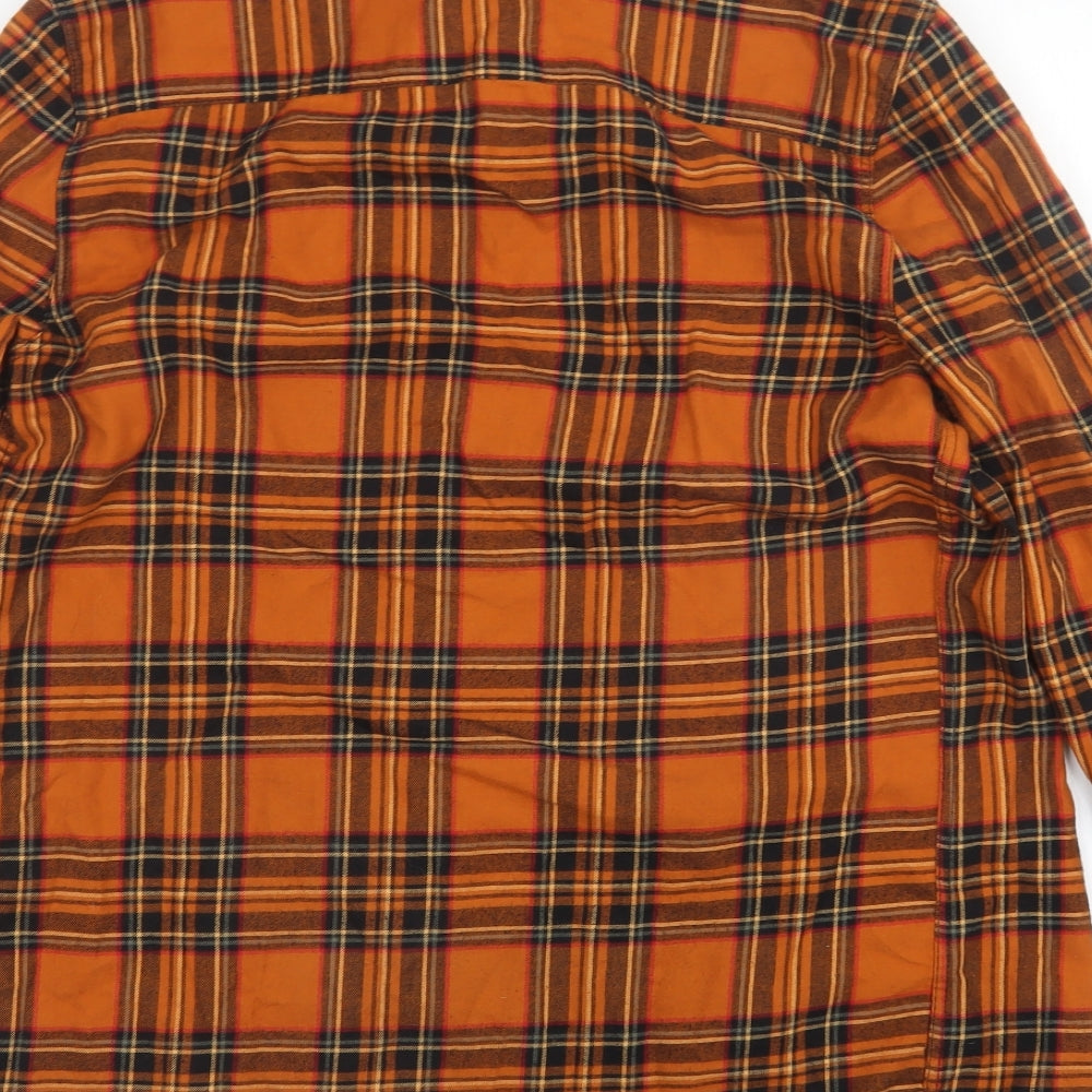 H&M Mens Orange Plaid   Button-Up Size XS