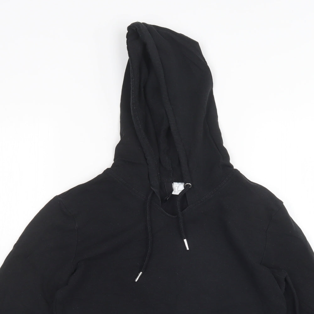H&M Womens Black   Pullover Hoodie Size M  - Cropped
