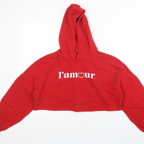 H7m Womens Red   Pullover Hoodie Size XS  - Cropped