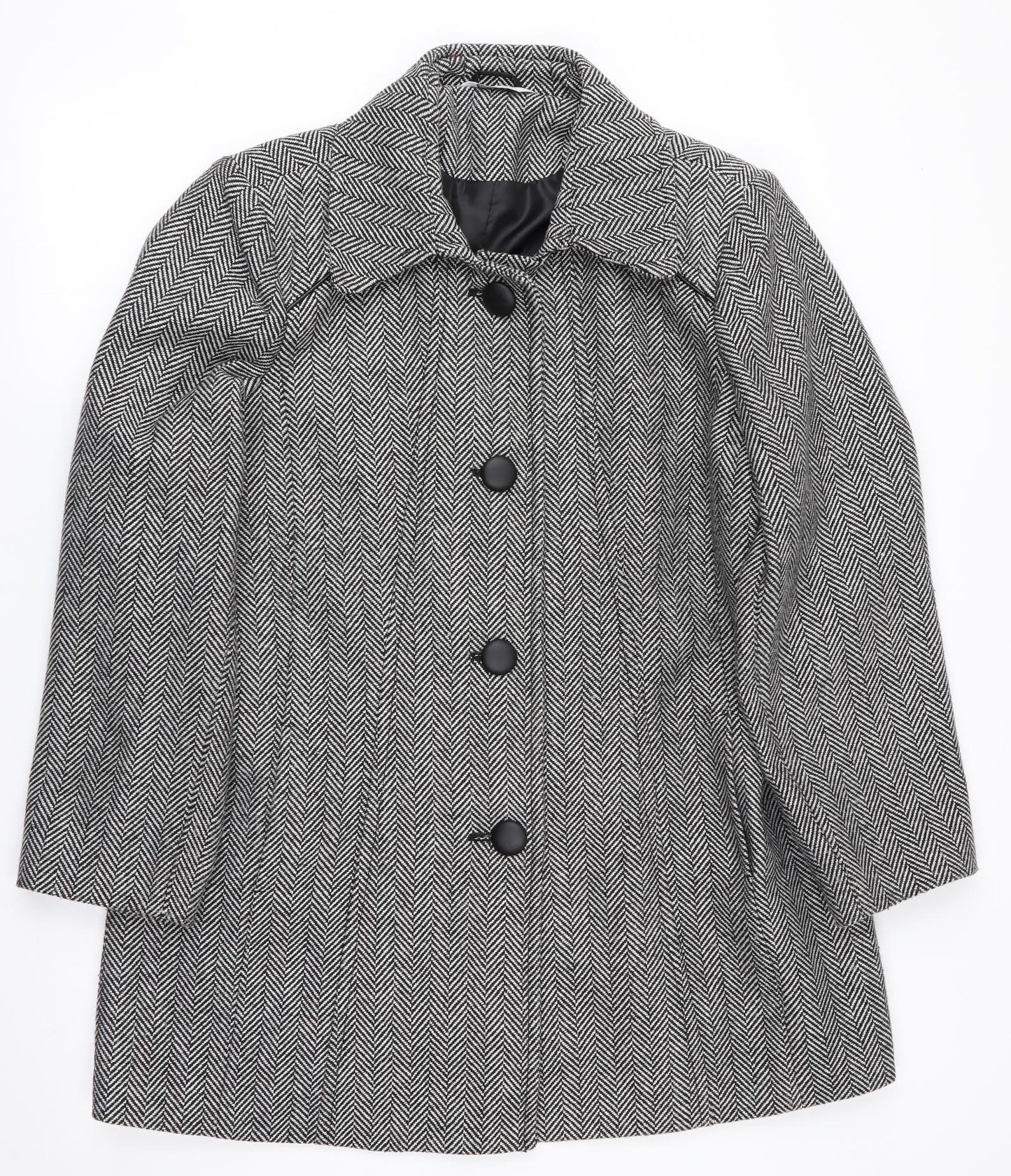 Special Collection  Womens Black Herringbone  Overcoat Coat Size 18