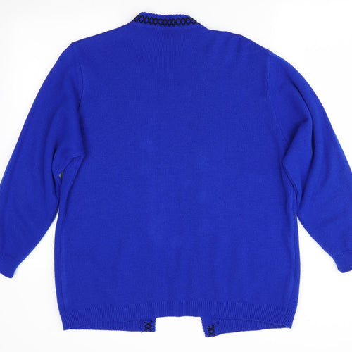 Envy Womens Blue Geometric  Pullover Jumper Size XL  - Faux Cardigan Front