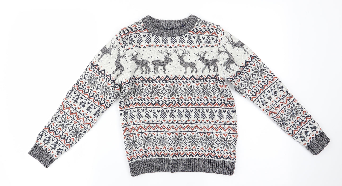 NEXT Boys Ivory Striped  Pullover Jumper Size 8-9 Years  - Christmas jumper