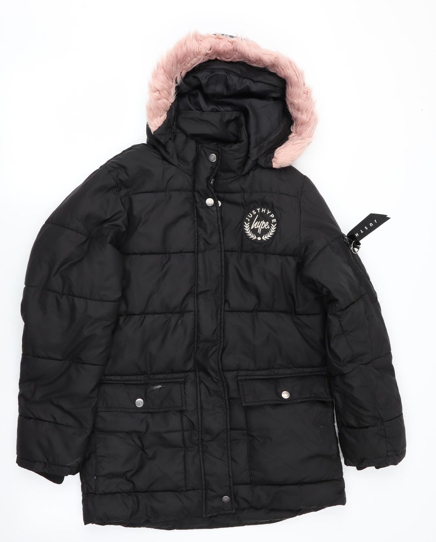 Hype Girls Black   Parka Coat Size 11-12 Years