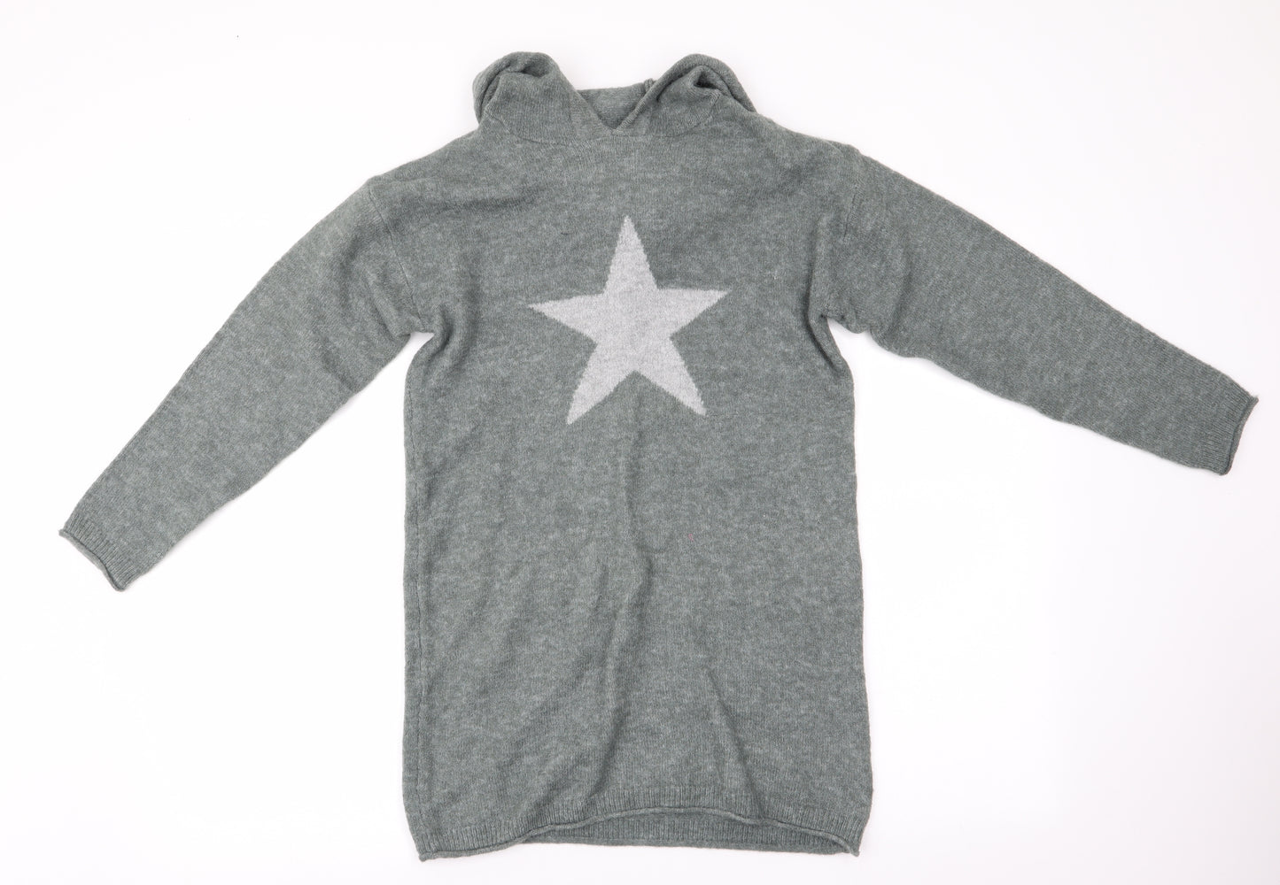 NEXT Girls Green   Pullover Jumper Size 11 Years  - Longline Jumper Star
