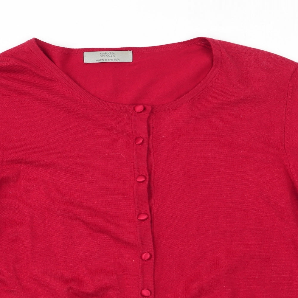 Marks and Spencer Womens Red   Cardigan Jumper Size 10
