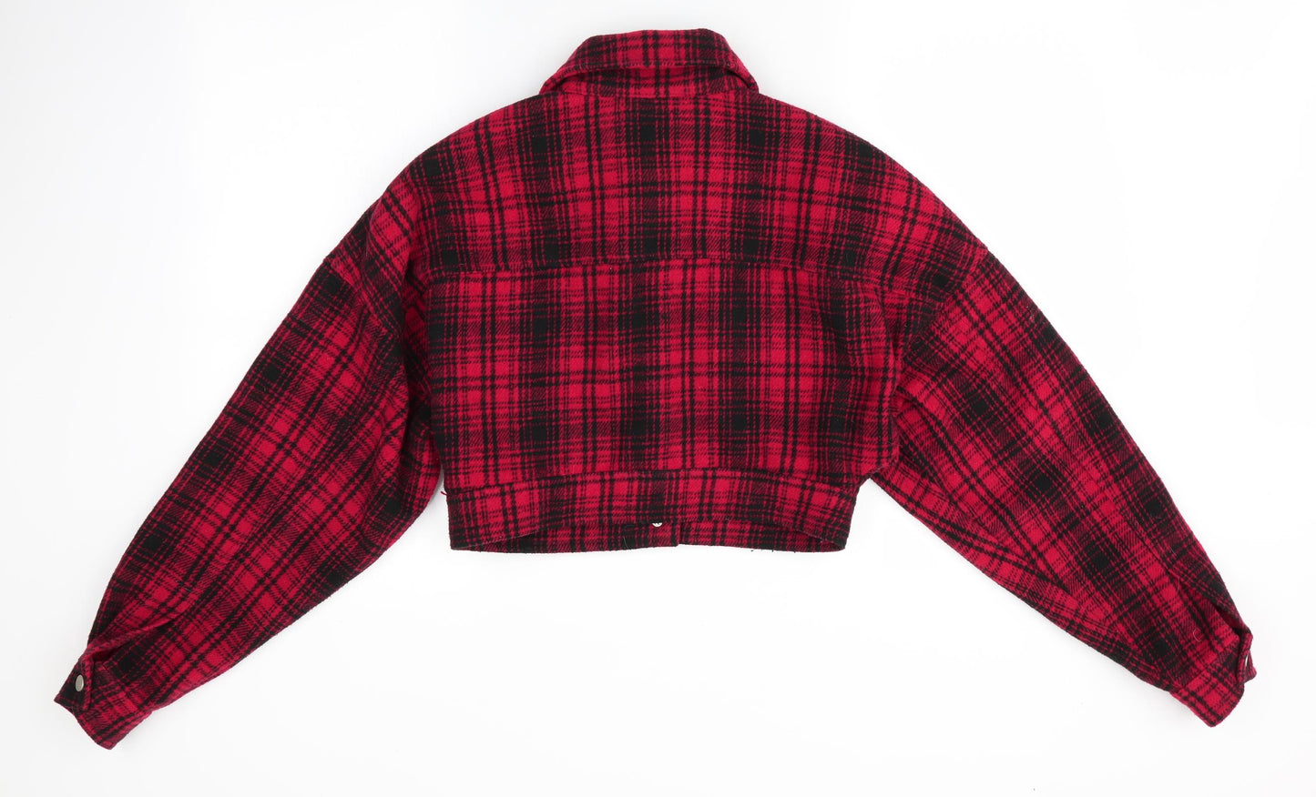 Missguided Womens Red Check  Bomber Jacket Coat Size 4