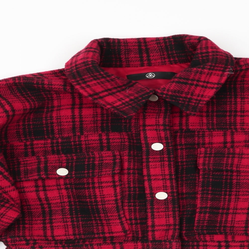 Missguided Womens Red Check  Bomber Jacket Coat Size 4
