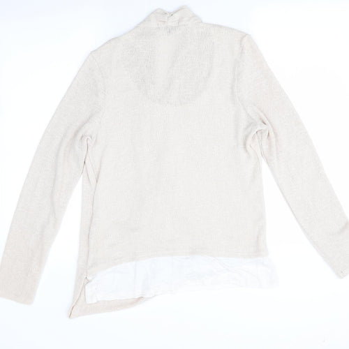 Green Envelope Womens Beige   Pullover Jumper Size L  - Faux T-shirt Front