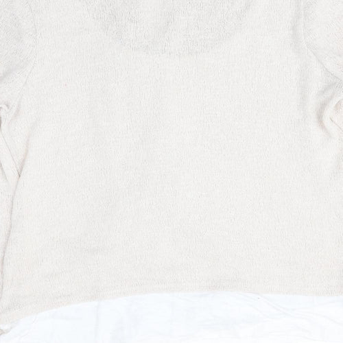 Green Envelope Womens Beige   Pullover Jumper Size L  - Faux T-shirt Front
