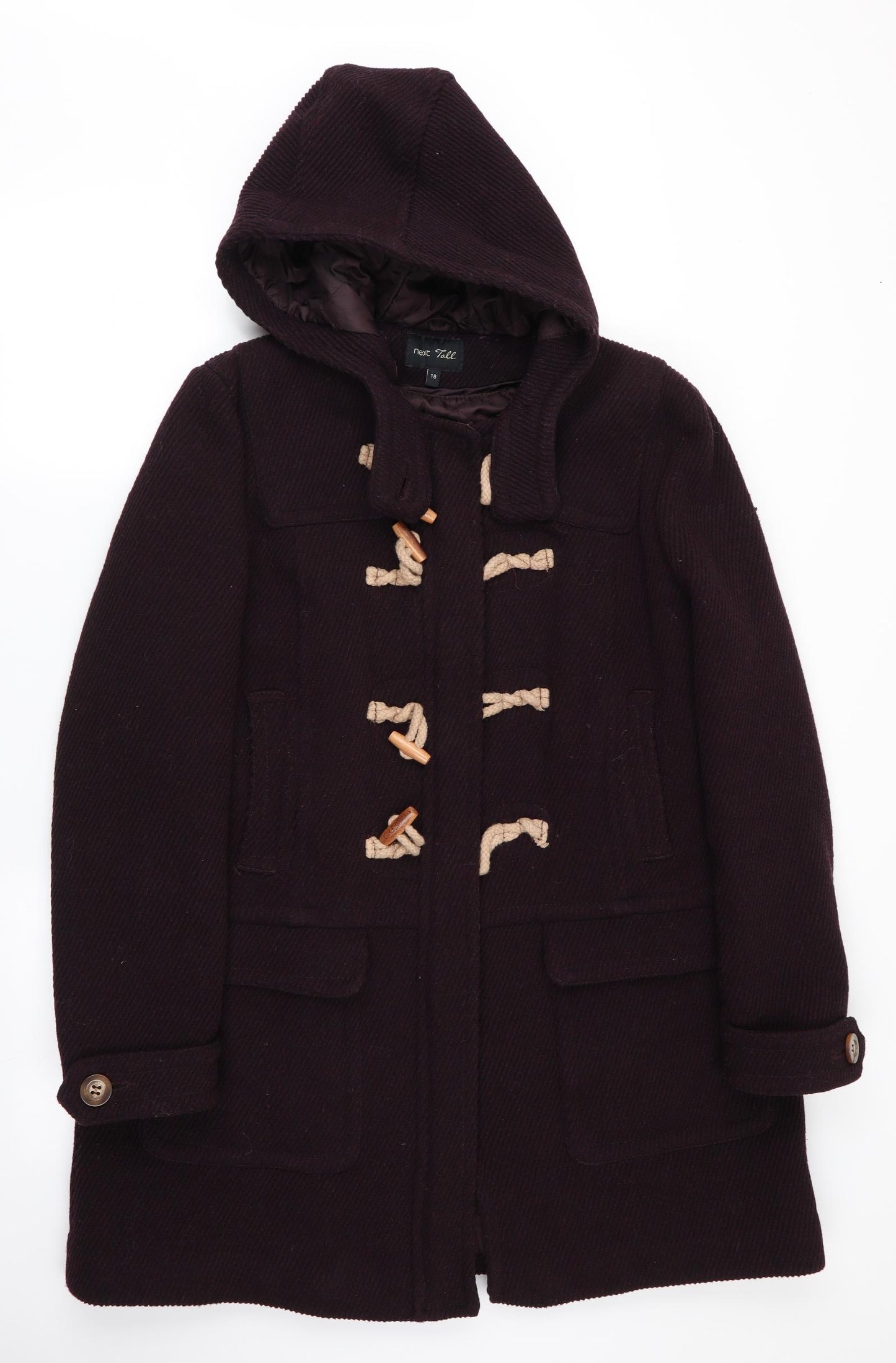 NEXT Womens Brown Striped  Overcoat Coat Size 18  - Duffle Style Coat