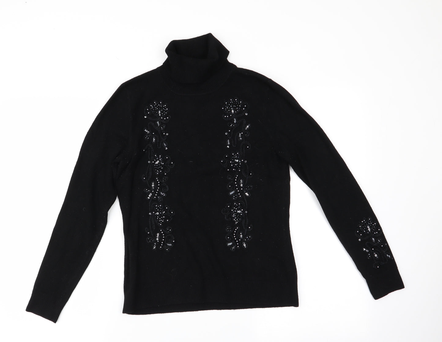 Preworn Womens Black Floral  Pullover Jumper
