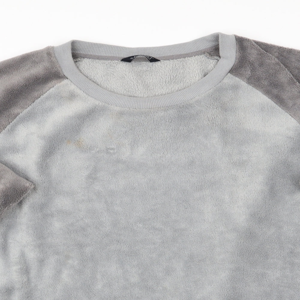 Avenue Mens Grey Solid   Pyjama Top Size XL  - Fleece Feel Exterior
