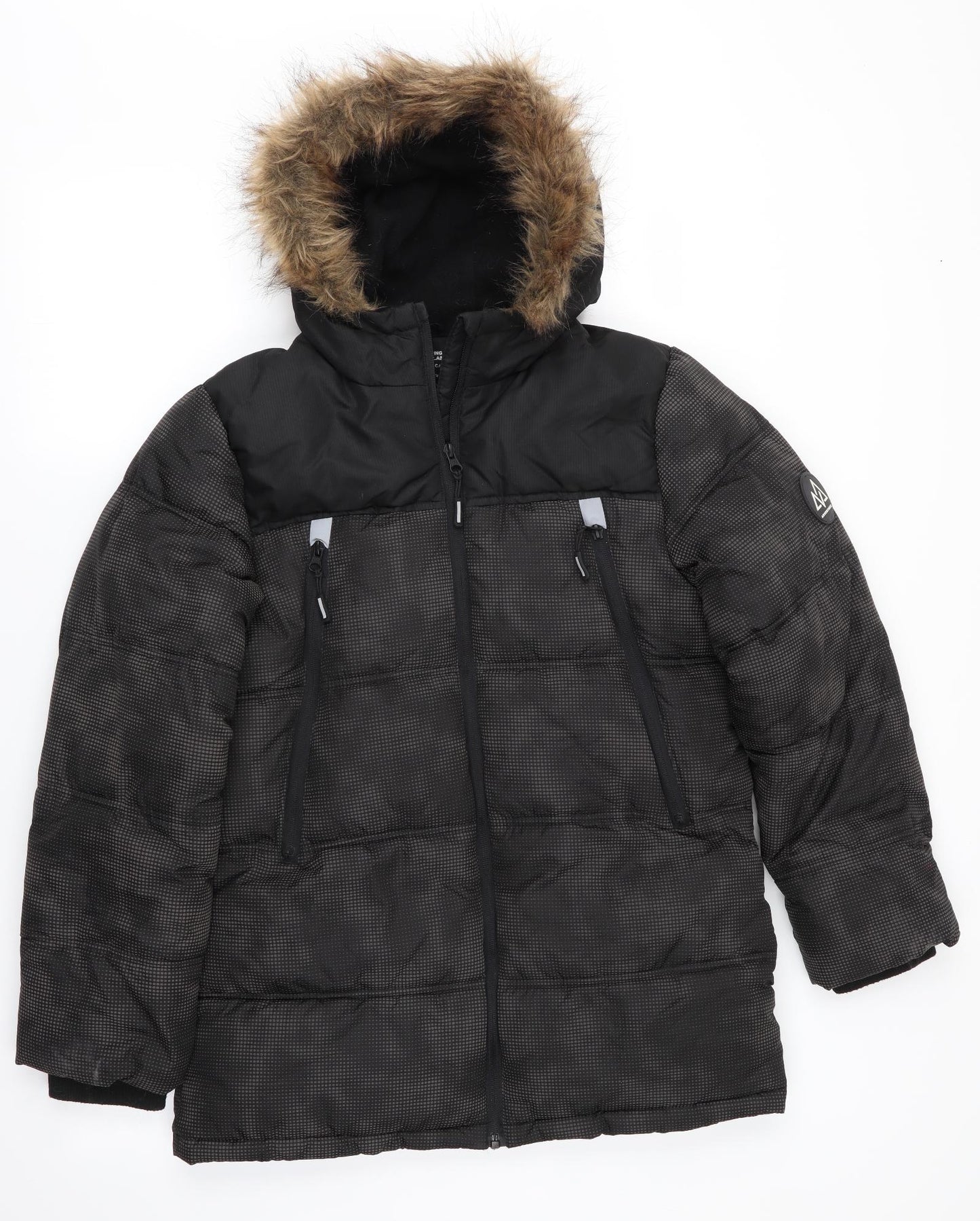 Primark Boys Green Polka Dot  Parka Coat Size 13-14 Years