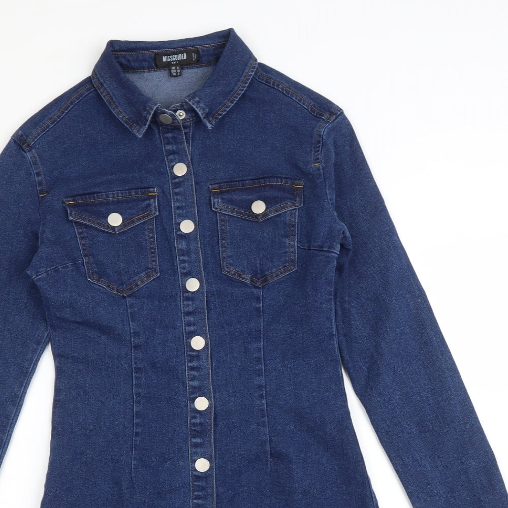 Missguided Womens Blue   Shirt Dress  Size 8
