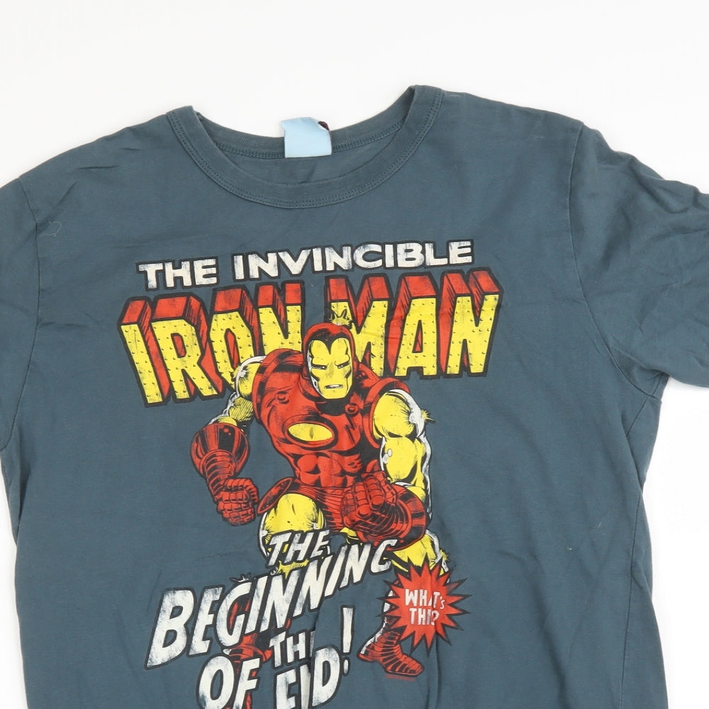 Marvel Mens Blue    T-Shirt Size L  - IRON MAN