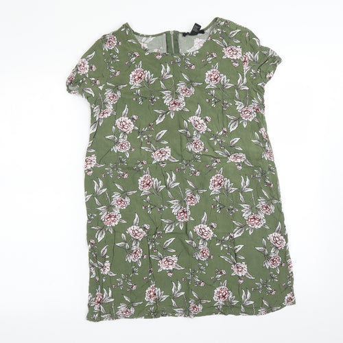FOREVER 21 Womens Green Floral  Basic T-Shirt Size S