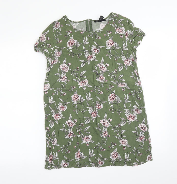 FOREVER 21 Womens Green Floral Basic T-Shirt Size S