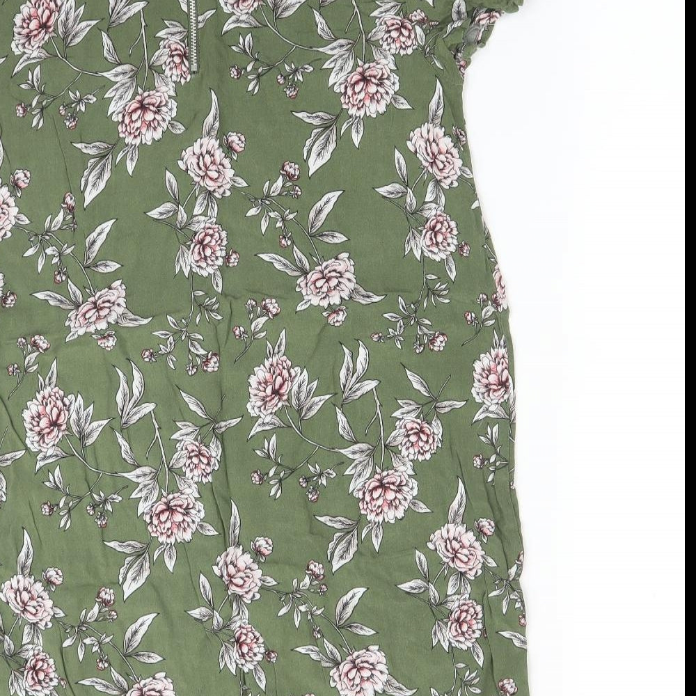 FOREVER 21 Womens Green Floral  Basic T-Shirt Size S