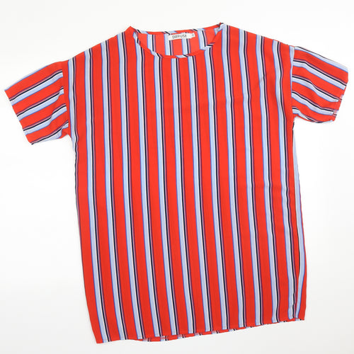 DIFFUSE Womens Multicoloured Striped  Basic T-Shirt Size 10