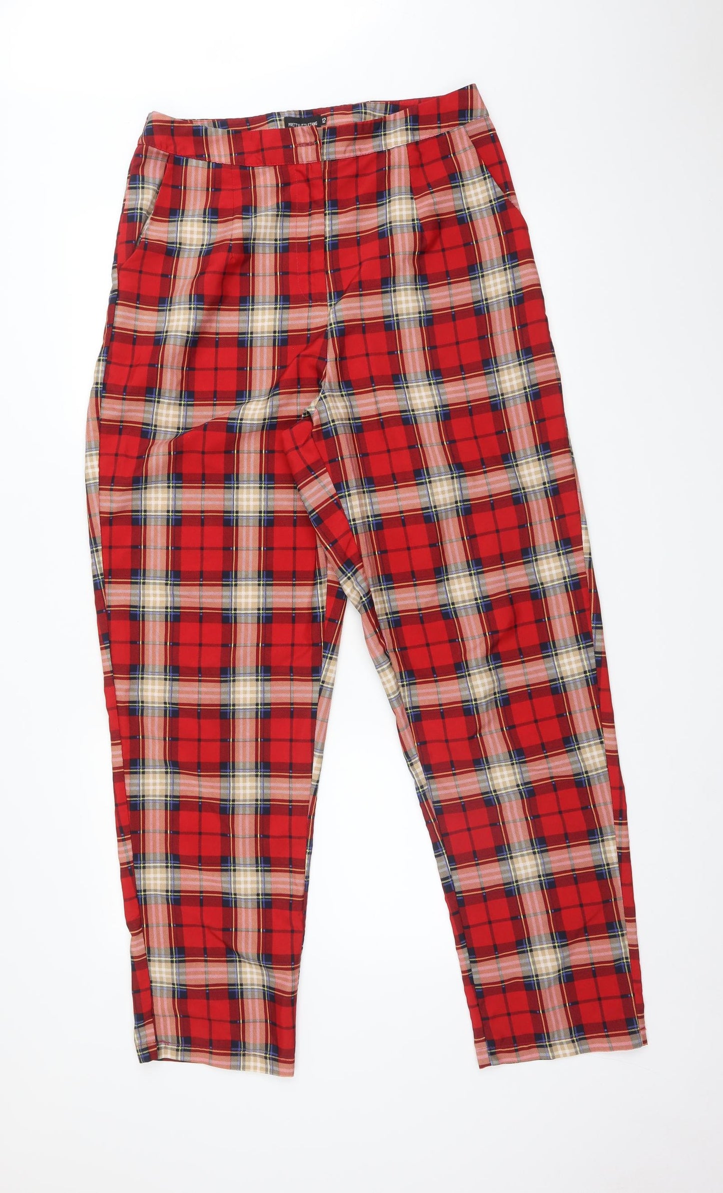 PRETTYLITTLETHING Womens Multicoloured Check  Trousers  Size 12 L30 in