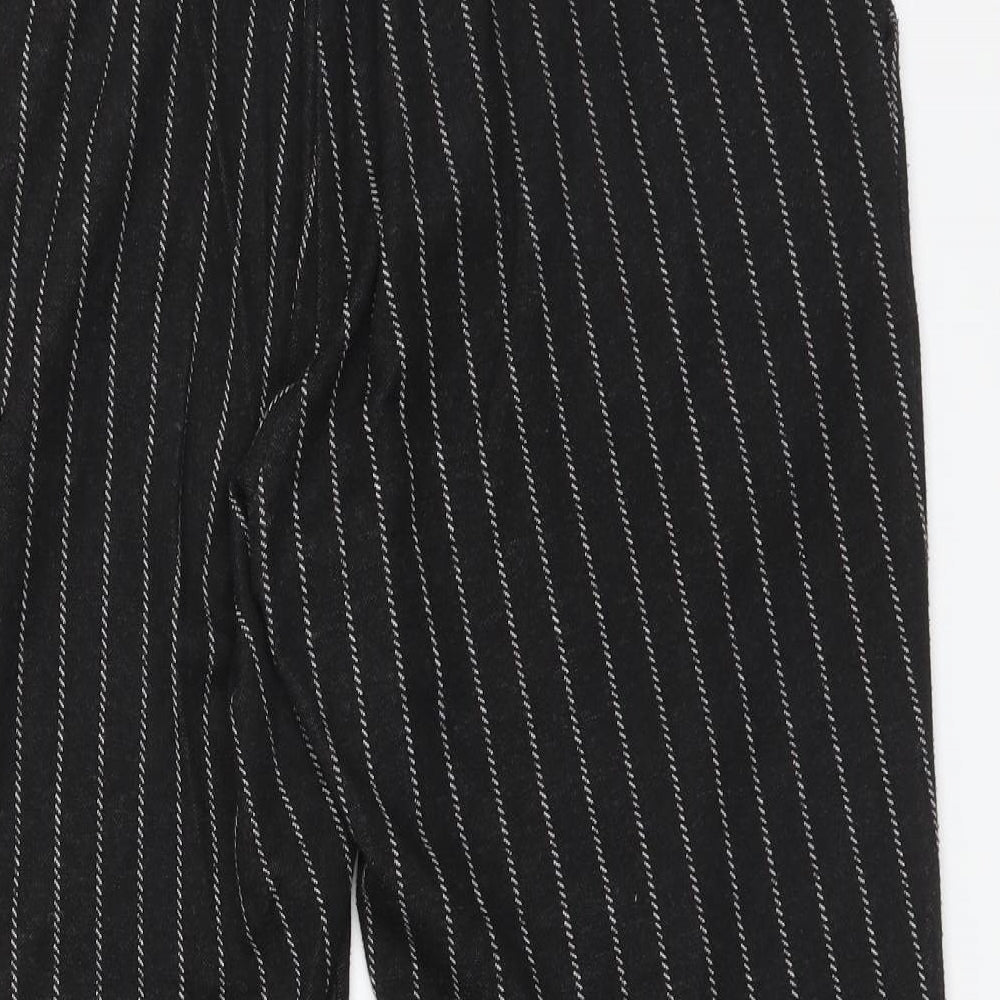 M&S Womens Black Striped  Trousers  Size 14 L24 in