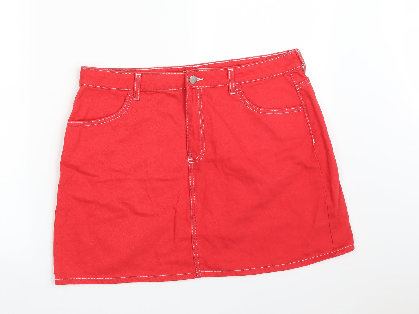 DENIM CO Womens Red  Denim Mini Skirt Size 16