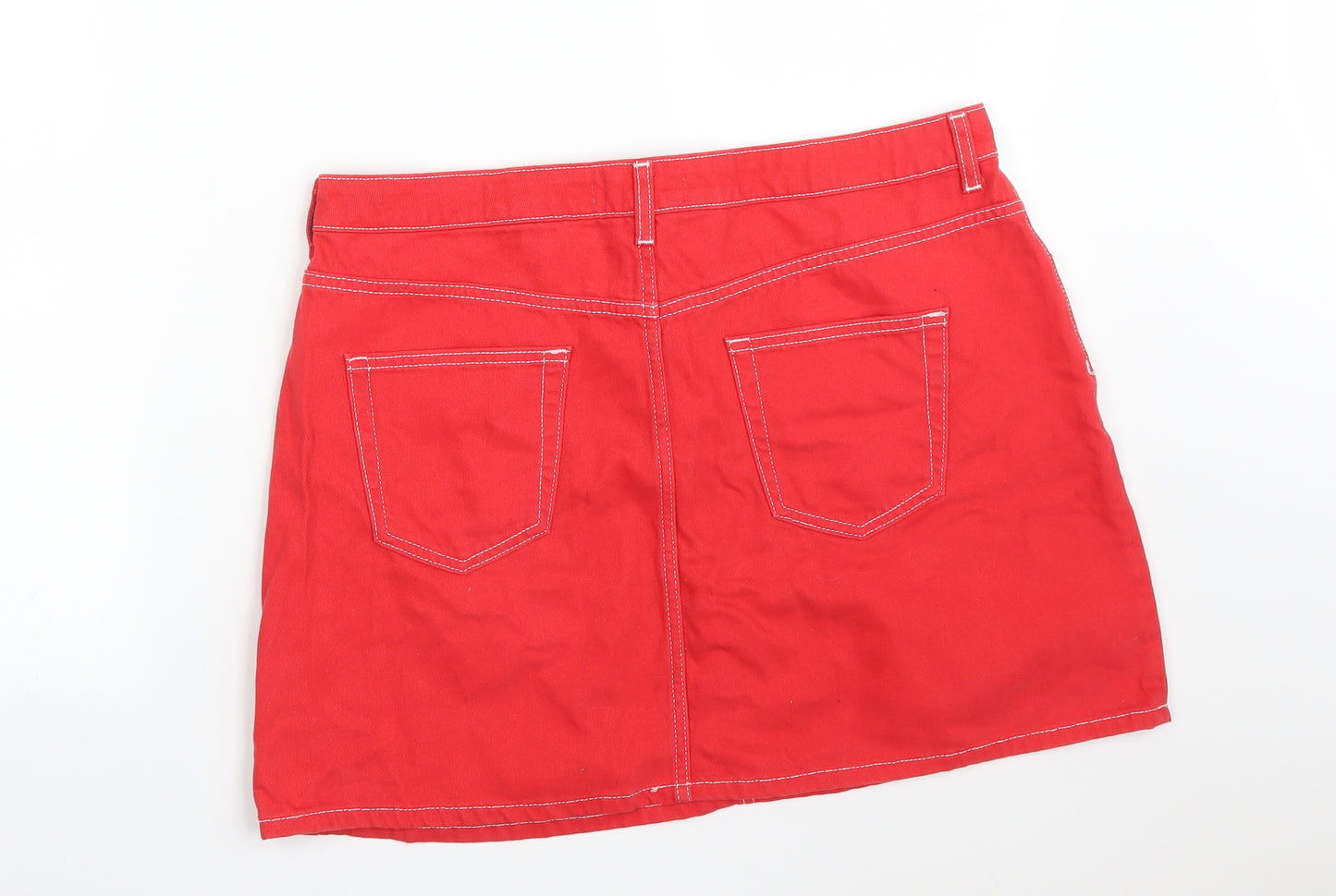 DENIM CO Womens Red  Denim Mini Skirt Size 16