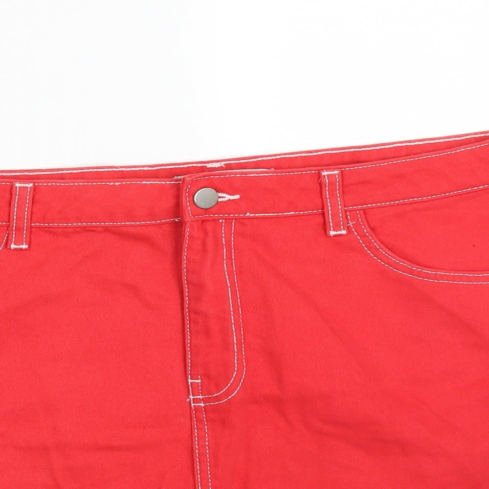 DENIM CO Womens Red  Denim Mini Skirt Size 16