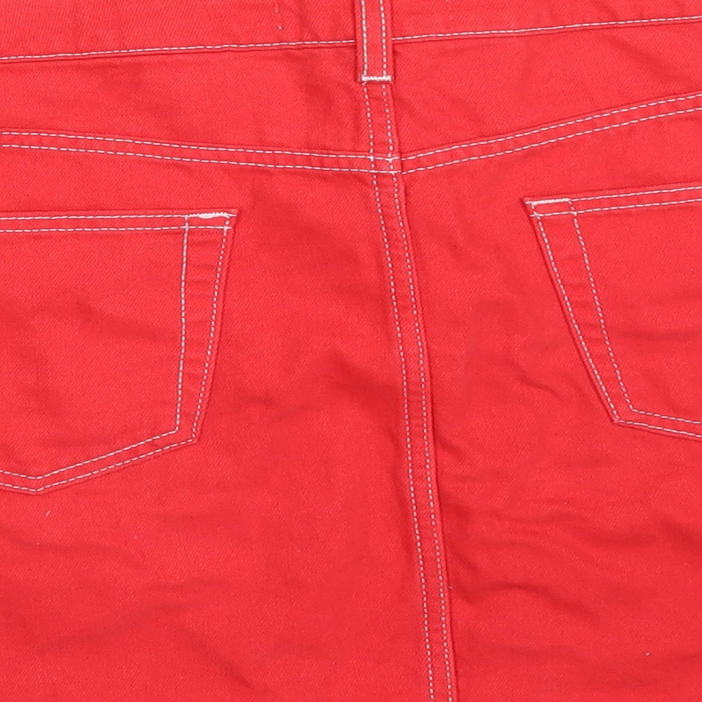 DENIM CO Womens Red  Denim Mini Skirt Size 16