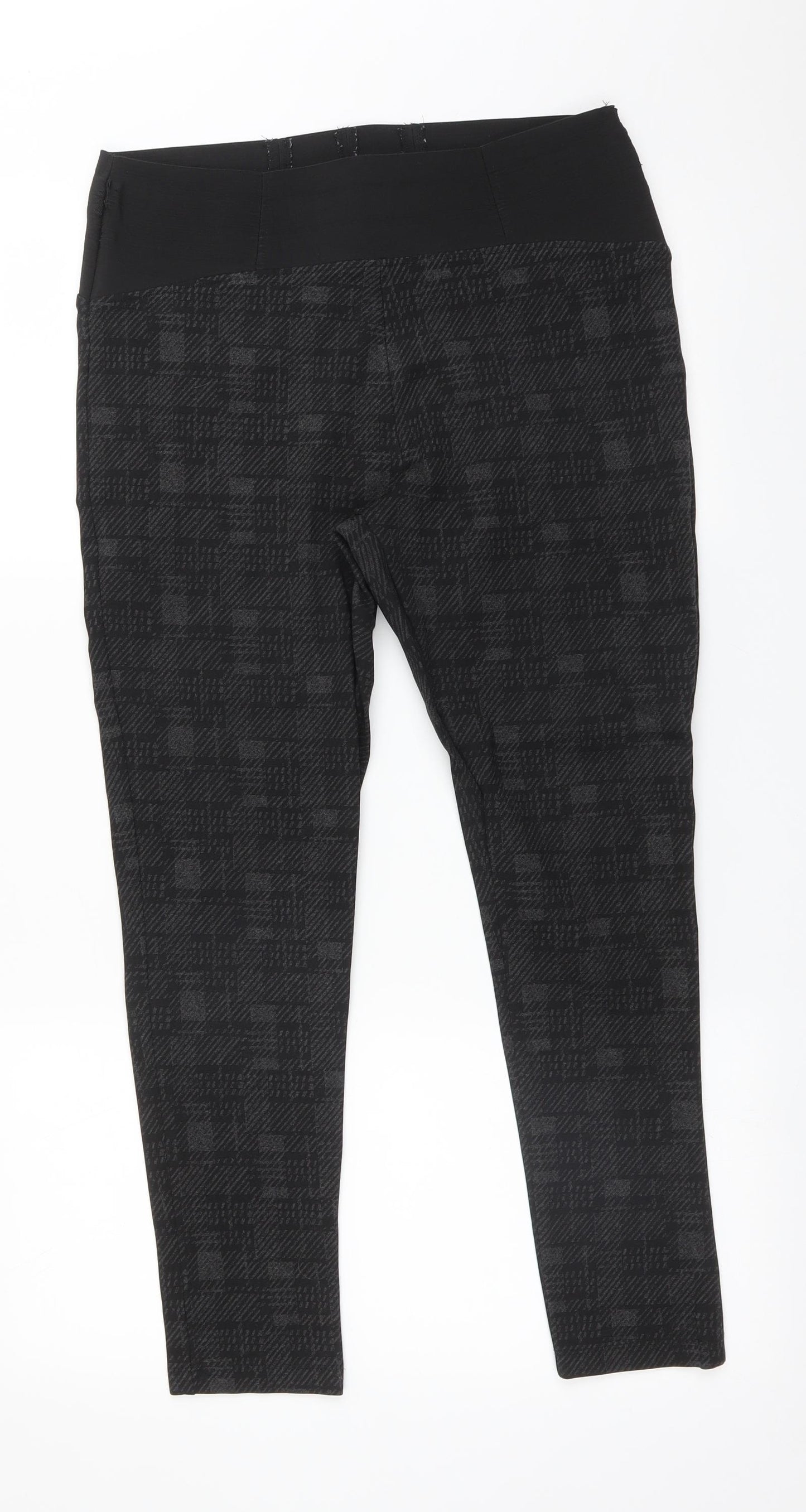 M&S Womens Black Check  Jegging Trousers Size 14 L24 in