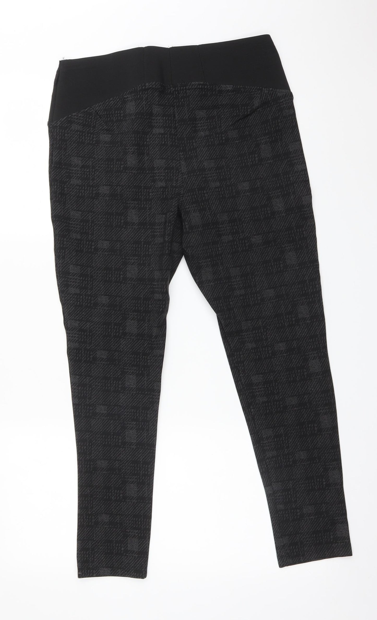 M&S Womens Black Check  Jegging Trousers Size 14 L24 in