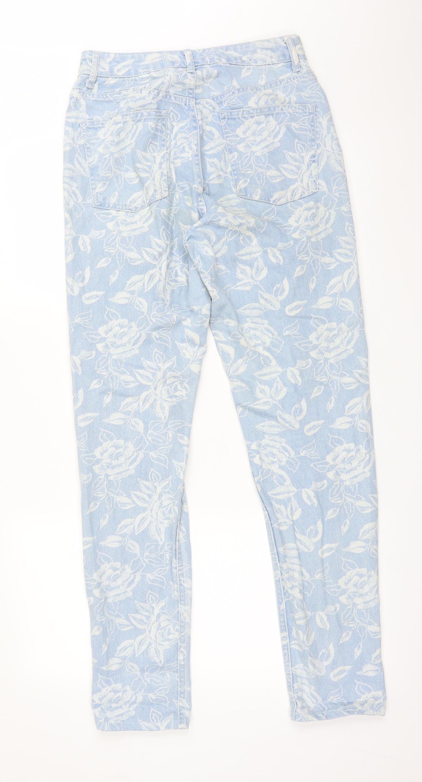 Topshop Womens Blue Floral  Mom Jeans Size 28 L34 in