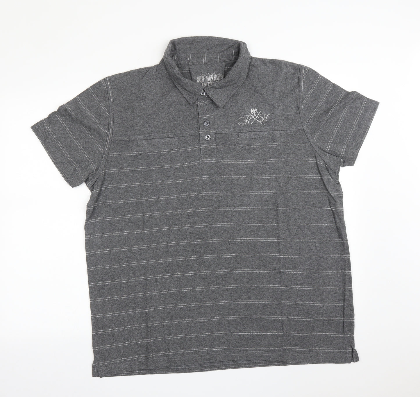 Debenhams Mens Grey Striped   Polo Size 2XL
