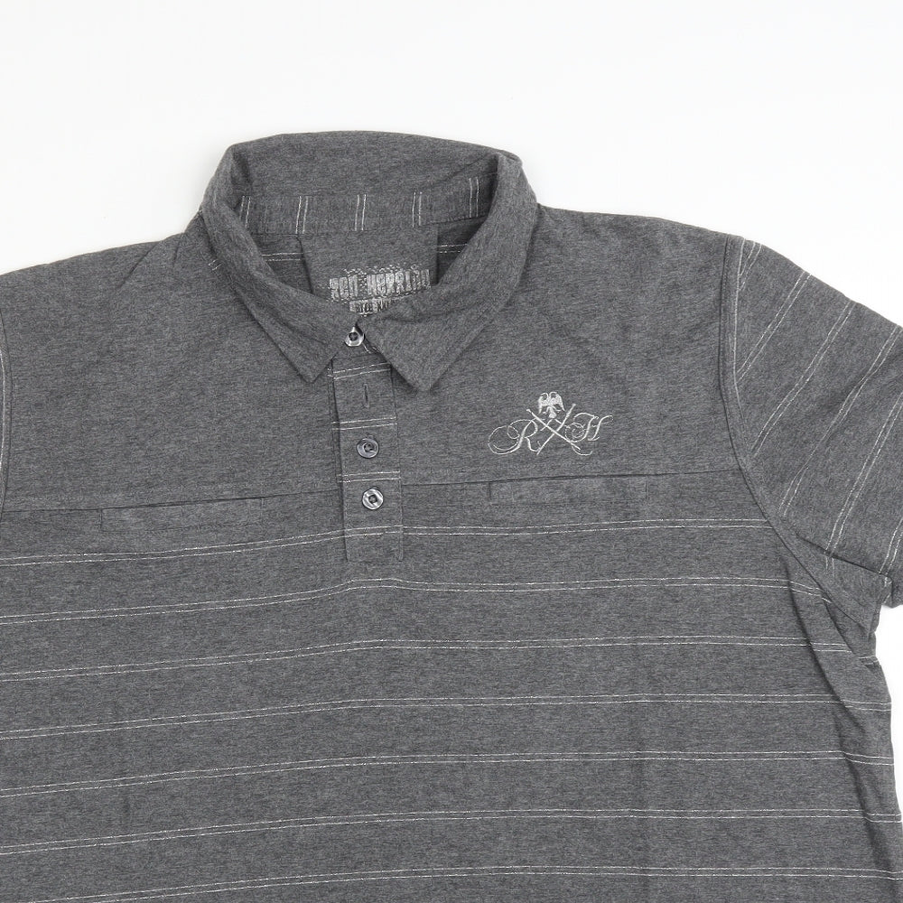 Debenhams Mens Grey Striped   Polo Size 2XL