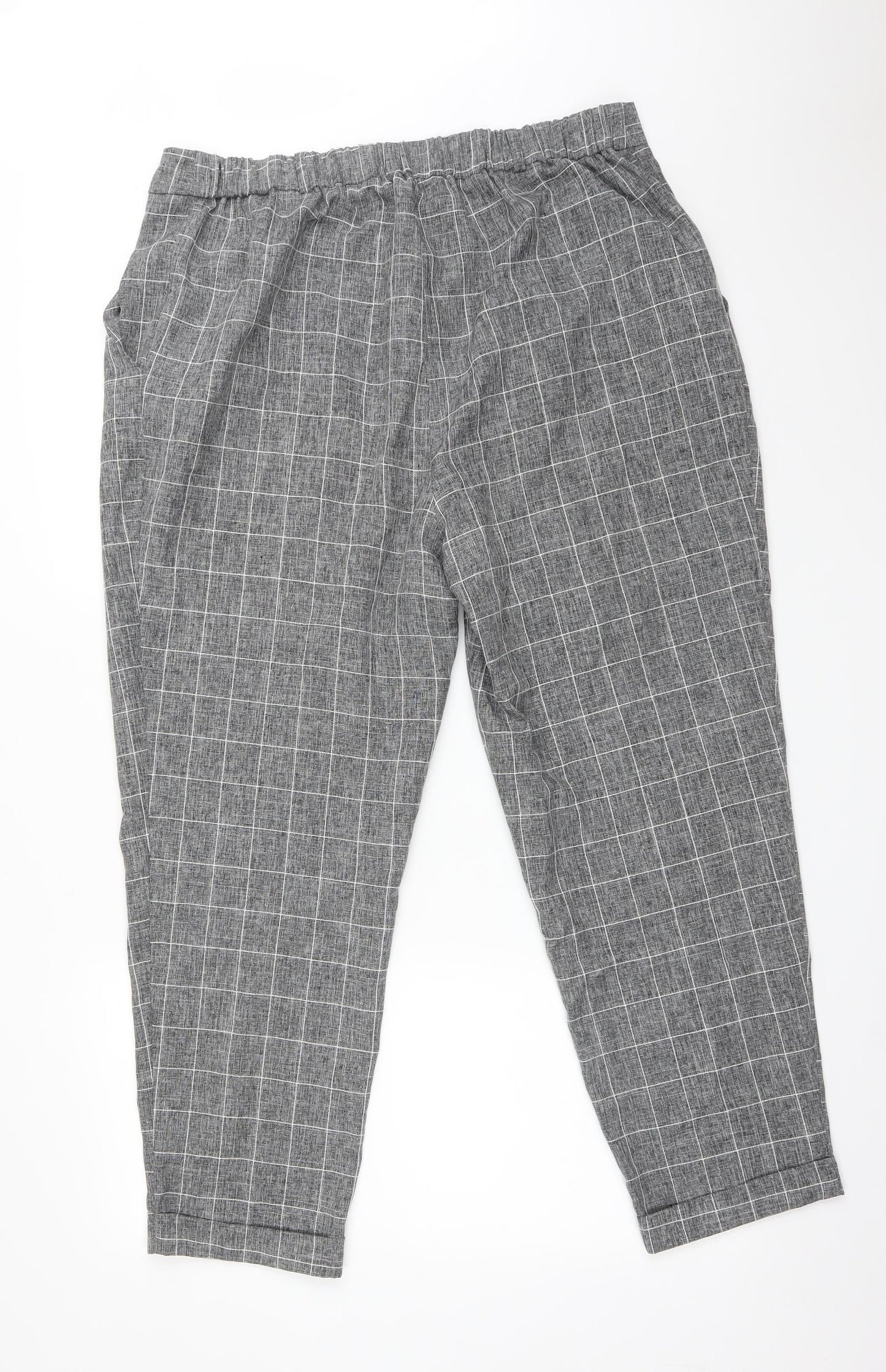 Primark Womens Grey Check  Trousers  Size 18 L26 in