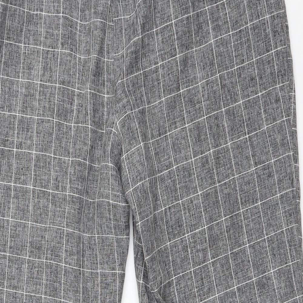 Primark Womens Grey Check  Trousers  Size 18 L26 in