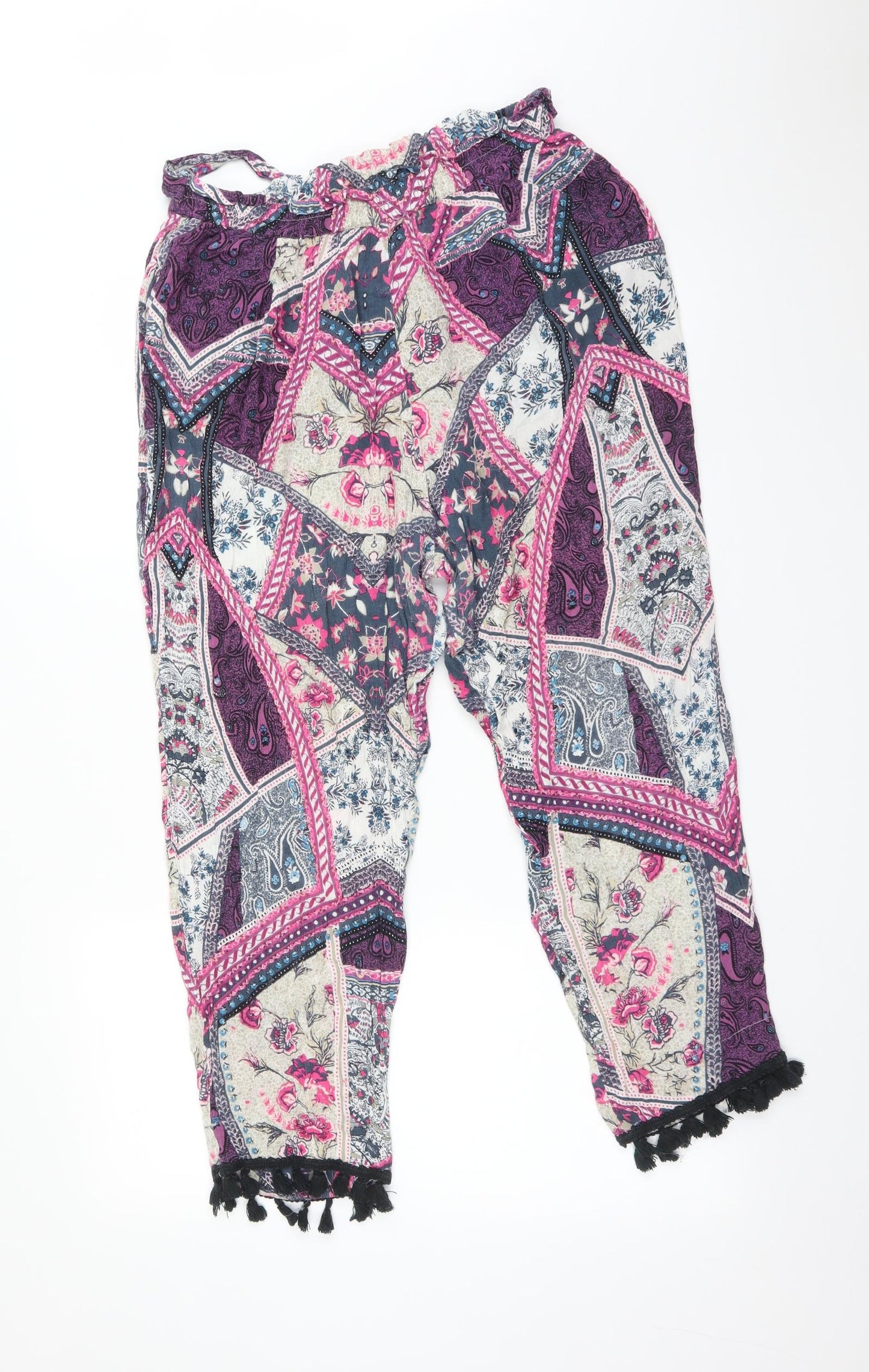 River Island Womens Multicoloured Geometric  Trousers  Size 14 L23 in